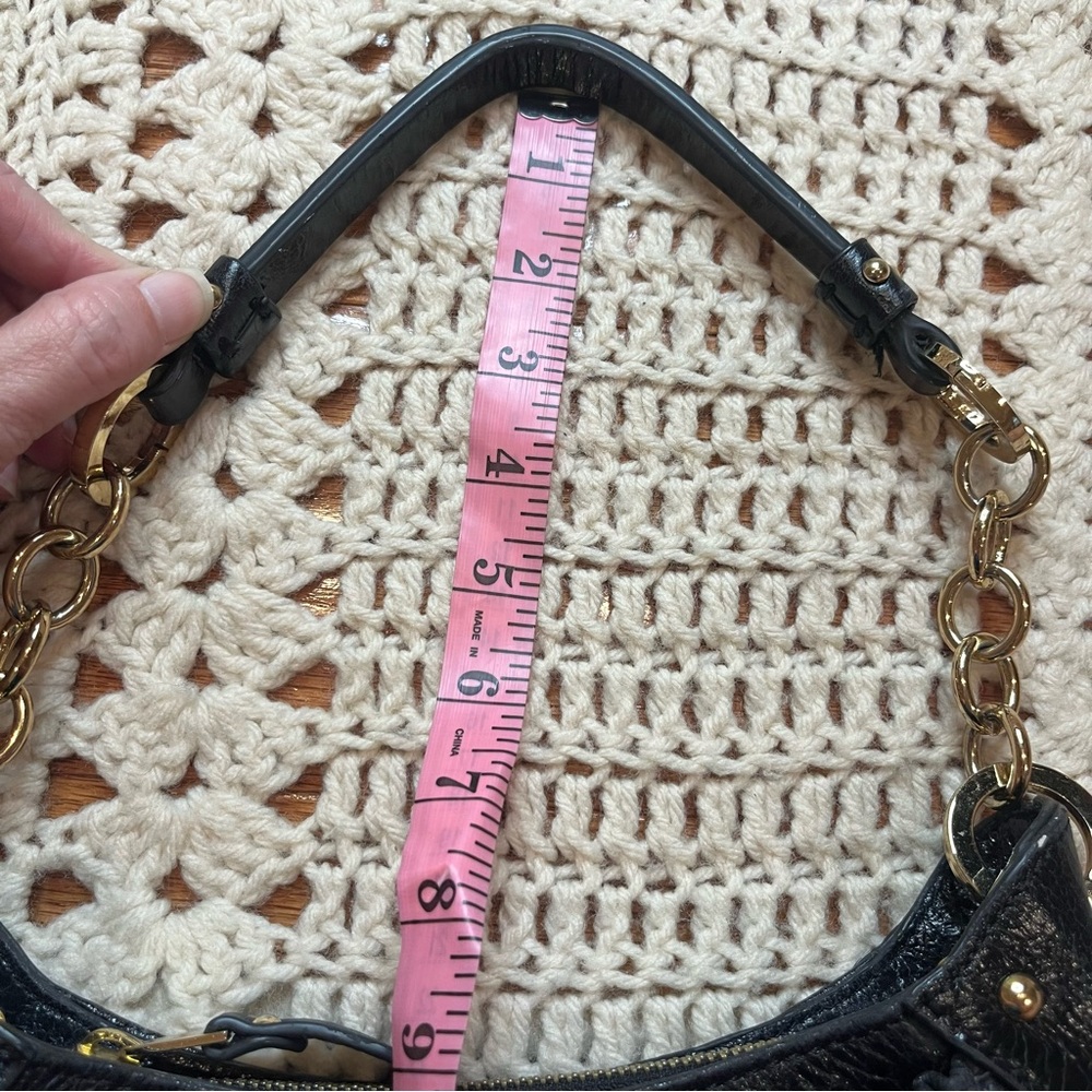 Kate Landry Chic Black Leather and Gold Accents Hobo Shoulder Bag - Picture 15 of 15